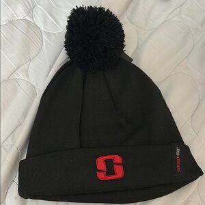 Black Beanie with Red Logo